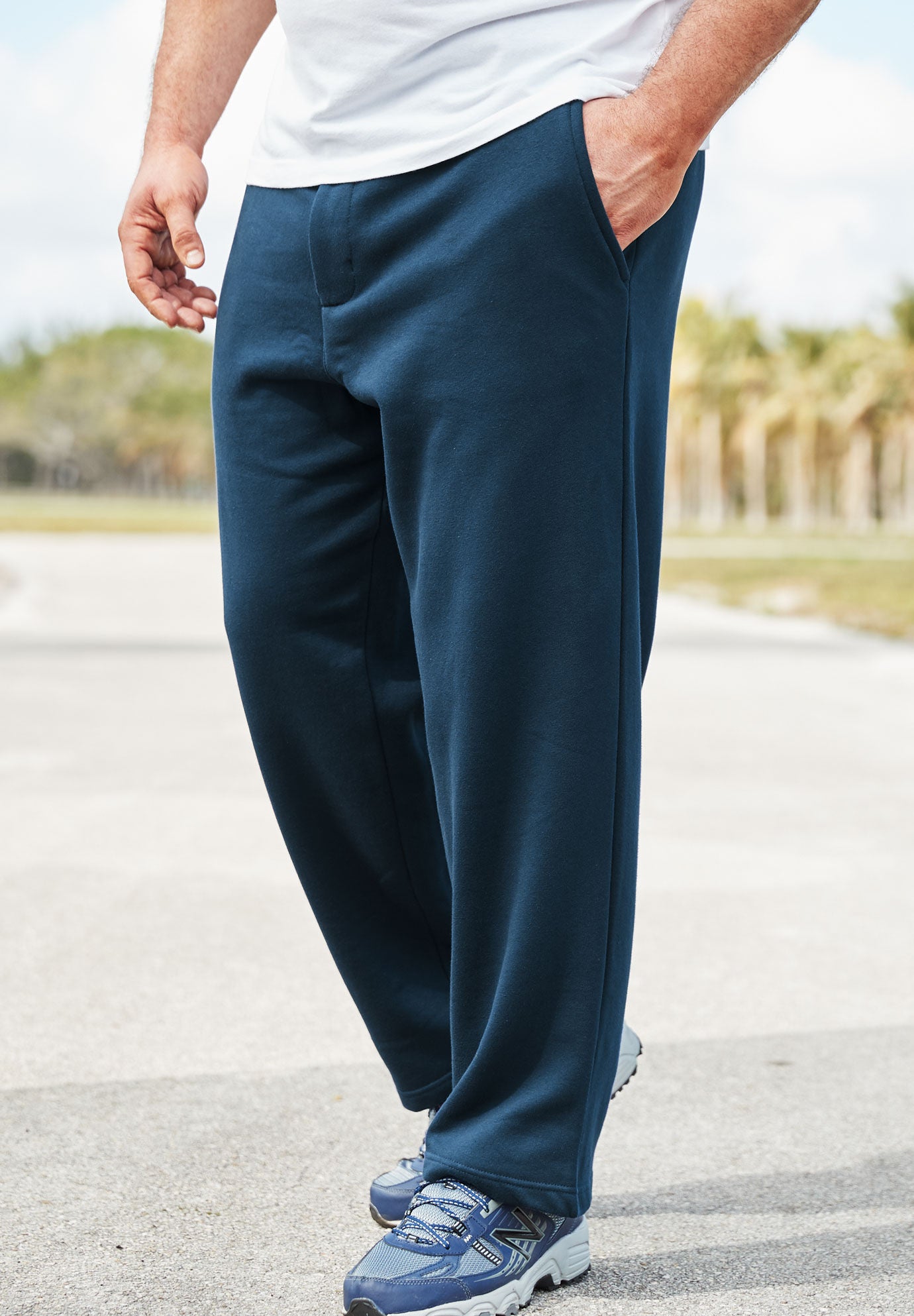 Mens fleece sweatpants shop with zipper fly