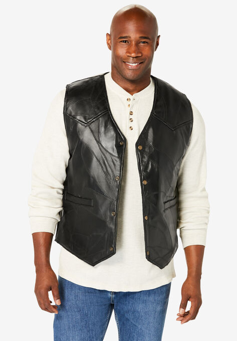 Embossed leather vest, BLACK, hi-res image number null