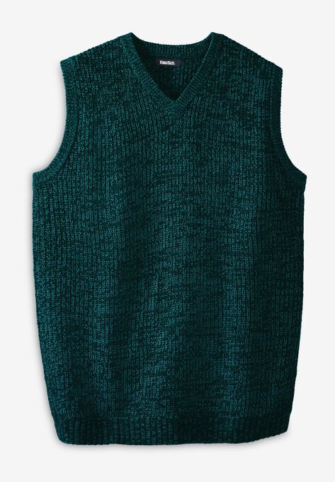 Shaker Knit V-Neck Sweater Vest, MIDNIGHT TEAL MARL, hi-res image number null
