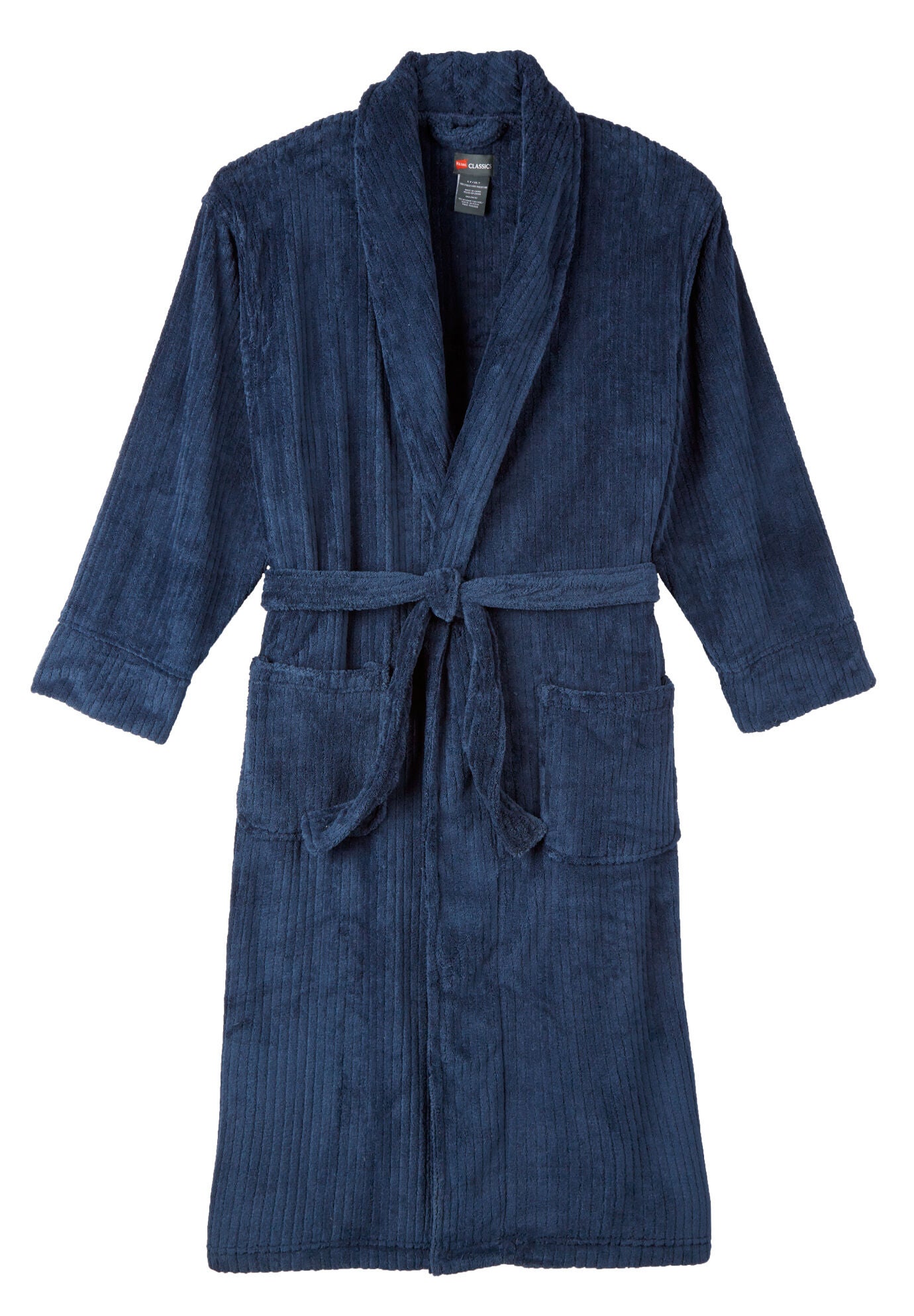 Hanes&reg; Plush Fleece Robe, NAVY, hi-res image number 0