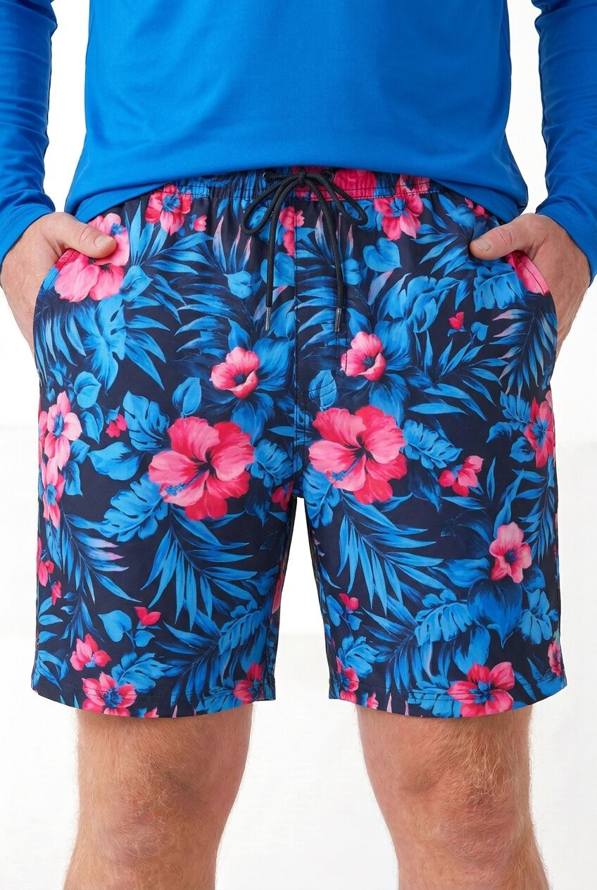 8 inches Swim Trunks with Super Stretch Liner, BLUE EXOTIC FLORAL, alternate image number 7