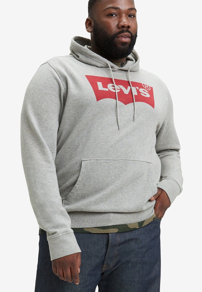 Levi's® LOGO PULLOVER FLEECE HOODIE, HEATHER GREY, hi-res image number null