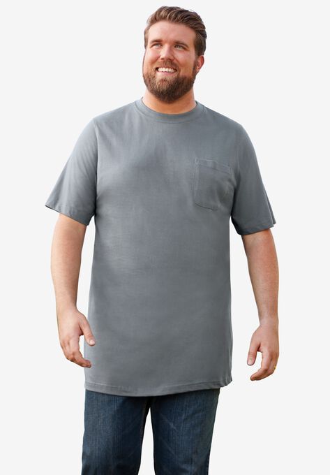 Boulder Creek® Heavyweight Longer-Length Pocket Crewneck T-Shirt, STEEL, hi-res image number null