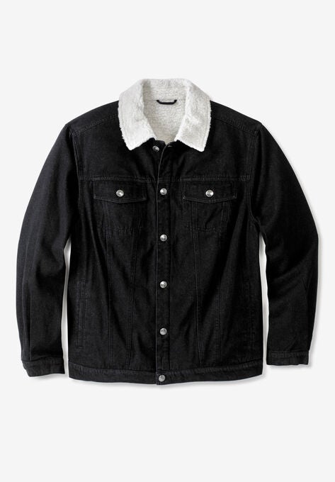 Sherpa-lined Trucker Jacket, BLACK DENIM, hi-res image number null