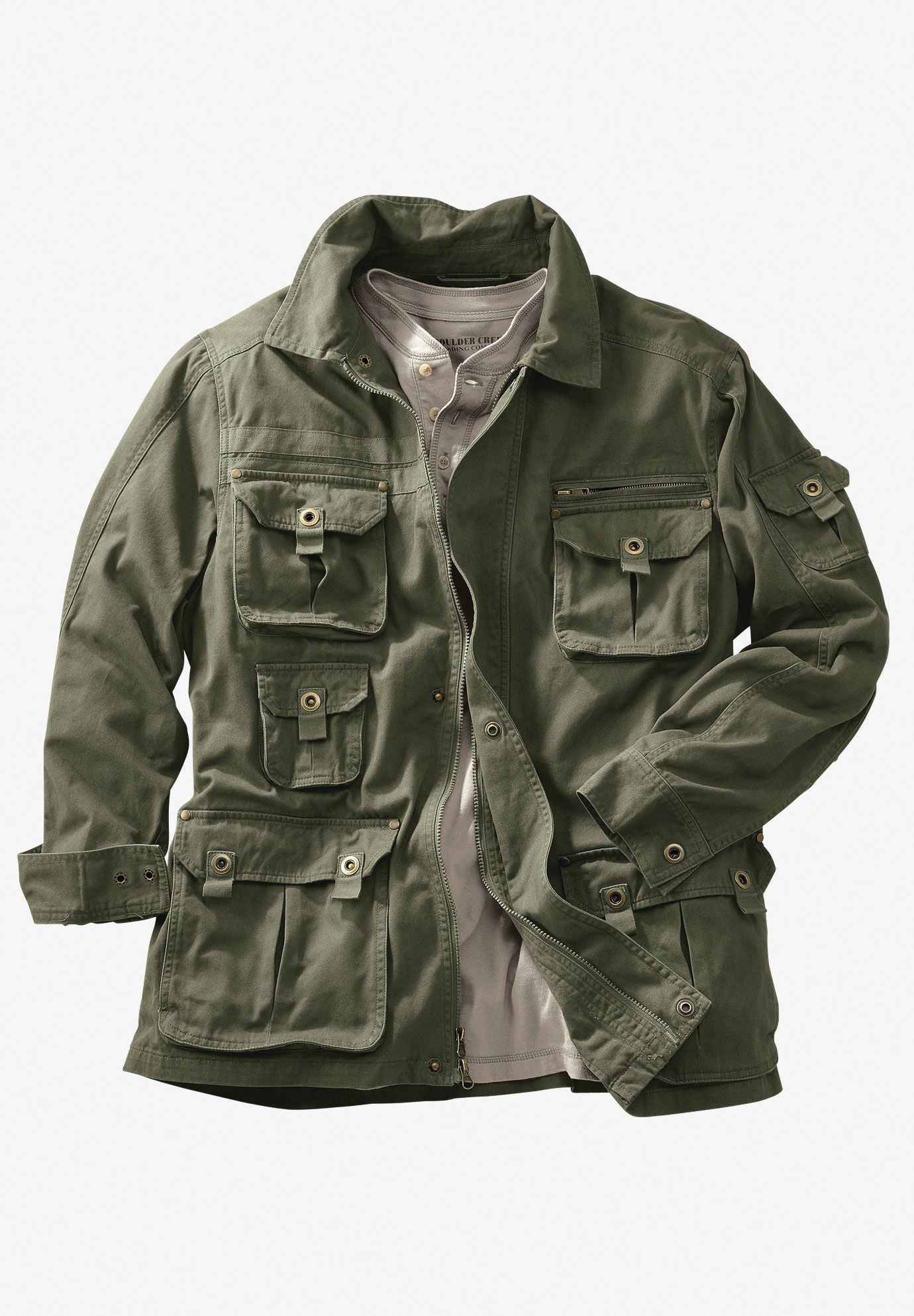 9 Pocket Twill Utility Jacket, OLIVE, alternate image number 4