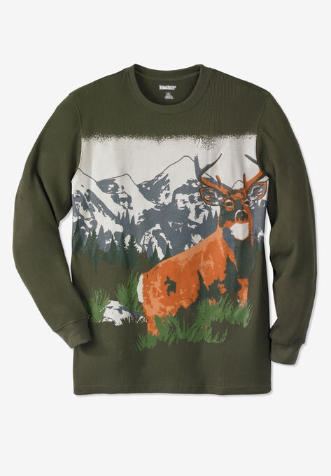 Waffle-Knit Thermal Crewneck Tee, DEER, hi-res image number null