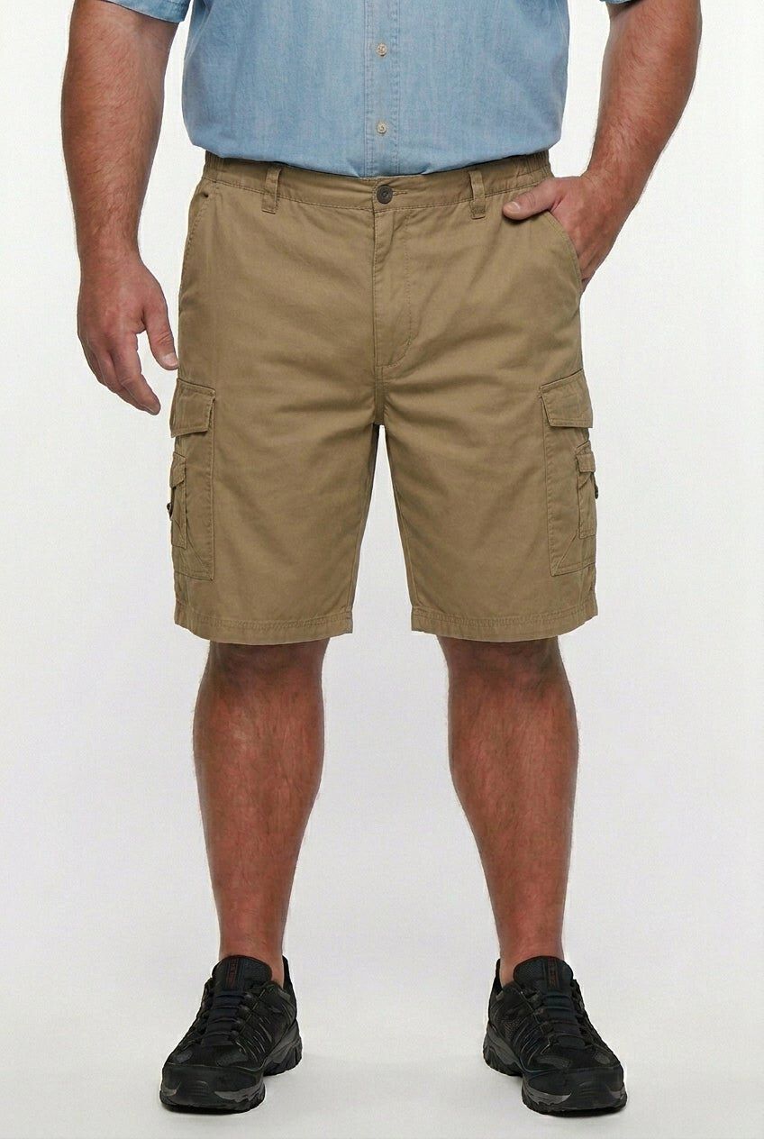 10 inches Side Elastic Canyon Cargo Shorts, DARK KHAKI, hi-res image number 0