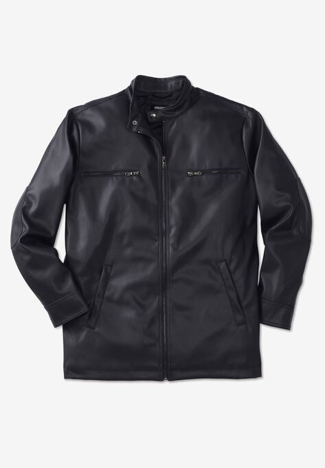 Faux Leather Moto Jacket, BLACK, hi-res image number null