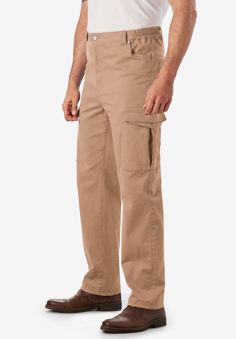Flex Knit Cargo Pants with Side-Elastic Waist, DARK KHAKI, hi-res image number null