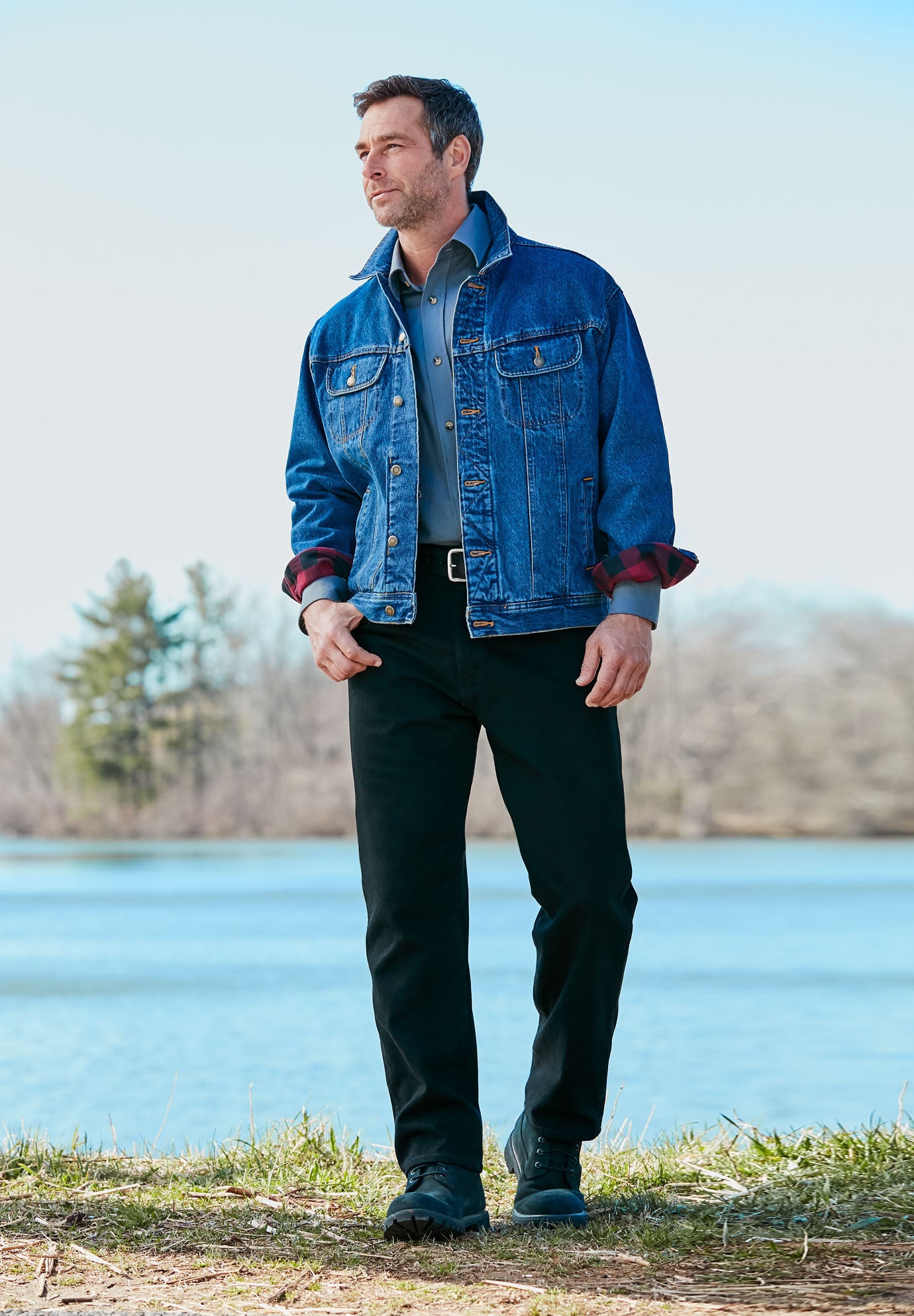 flannel shirt denim jacket