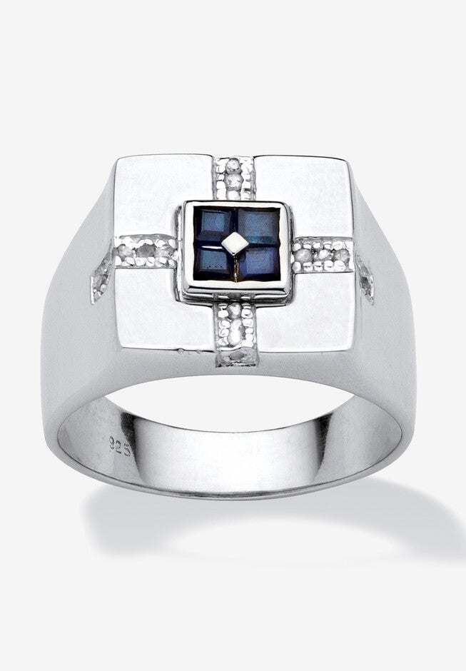 Sterling Silver Genuine Blue Sapphire and Diamond Accent Ring, WHITE, hi-res image number null
