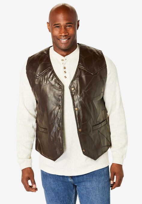 Embossed leather vest, BROWN, hi-res image number null