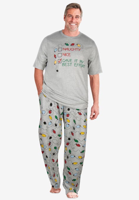 Lightweight Cotton Novelty PJ Set, NAUGHTY NICE LIGHTS, hi-res image number null