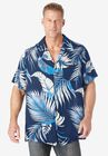 KS Island Printed Rayon Short-Sleeve Shirt, NAVY PALM, hi-res image number null