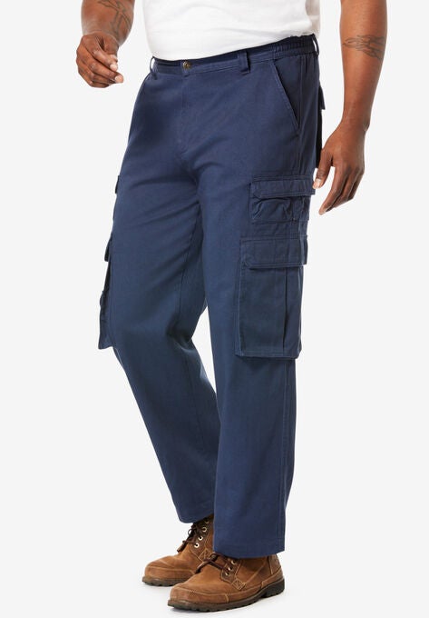 Boulder Creek® Side-Elastic Stacked Cargo Pocket Pants, BLUE INDIGO, hi-res image number null