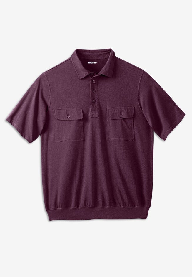 Jersey Double Pocket Banded Bottom Polo, BORDEAUX, hi-res image number 0