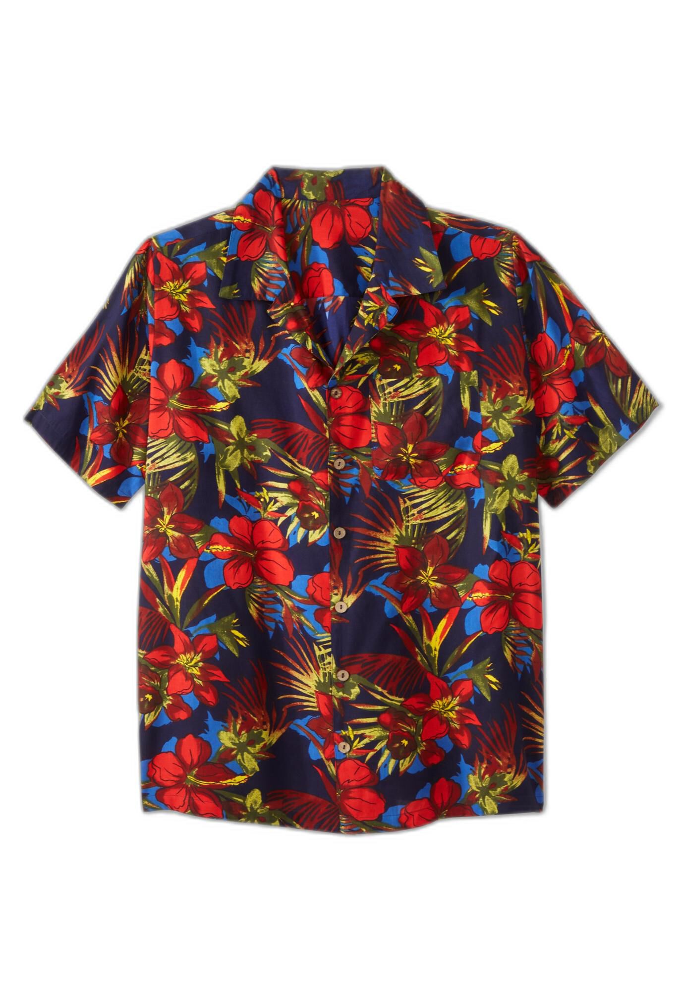 Printed Camp Shirt, RED FLORAL, alternate image number 4