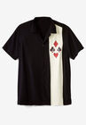 Short-Sleeve Colorblock Rayon Shirt, CARDS SUIT, hi-res image number null