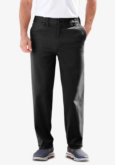 Plain Front Full Elastic Stretch Chino Pants, CHARCOAL, hi-res image number null