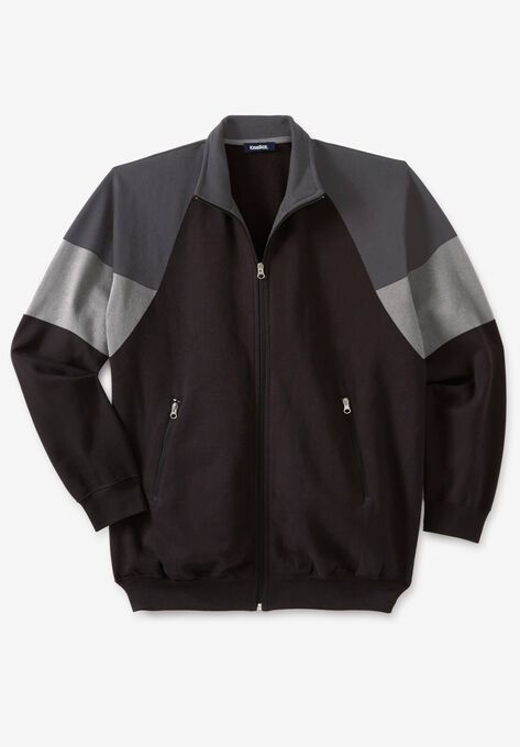 KS Sport™ Wicking Color Block Full Zip Track Jacket, BLACK COLORBLOCK, hi-res image number null