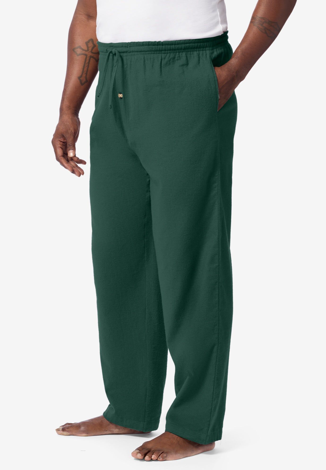 Solid Flannel PJ Pants, HUNTER, hi-res image number 0