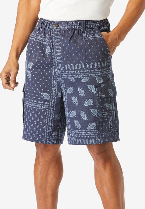 Boulder Creek® Renegade 9" Full Elastic Waist Cargo Shorts, NAVY BANDANA, hi-res image number null