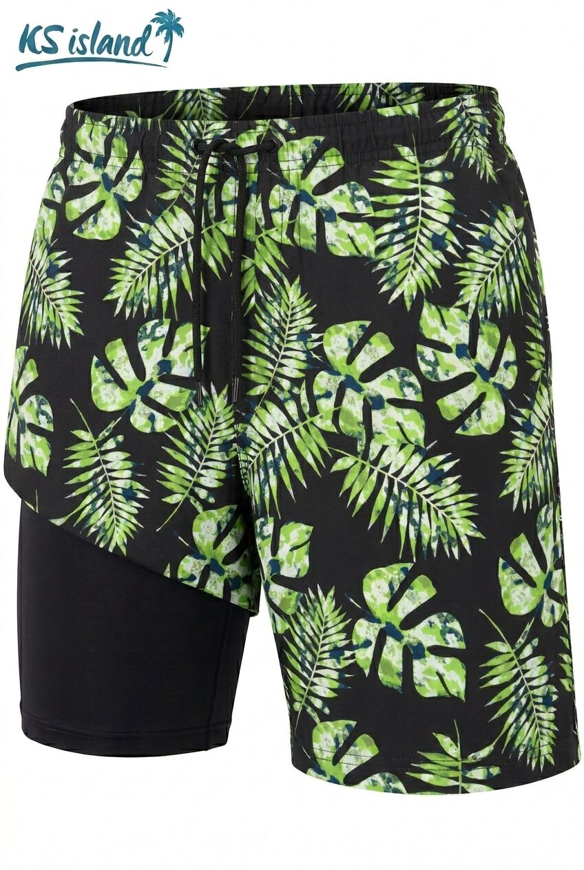 8 inches Swim Trunks with Super Stretch Liner, CAMO LEAF, alternate image number 5