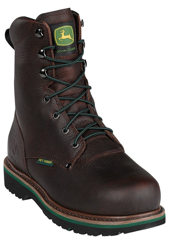 John Deere 8 inches Steel Toe Lace Boot, DARK BROWN, hi-res image number 0