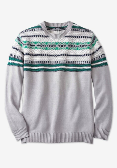 Holiday Crewneck Sweater, HEATHER GREY FAIR ISLE, hi-res image number null