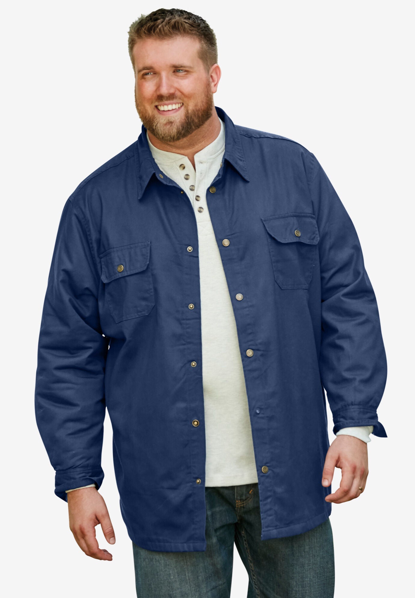 Flannel-Lined Twill Shirt Jacket, , alternate image number 4