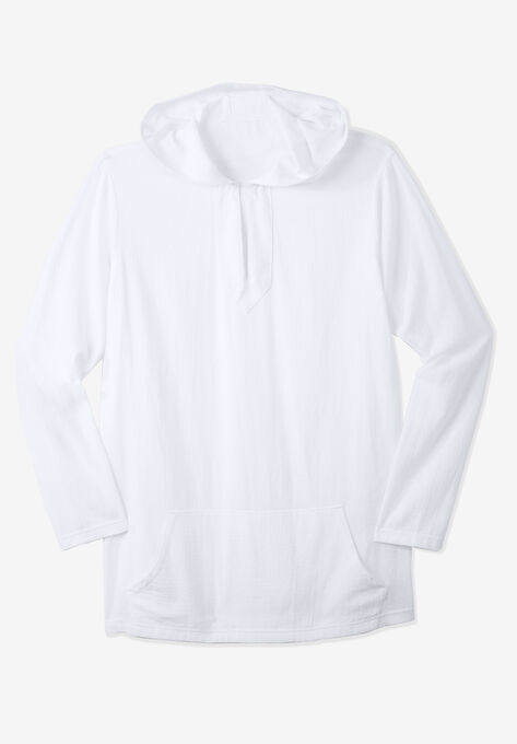 Gauze Pullover Hoodie, WHITE, hi-res image number null