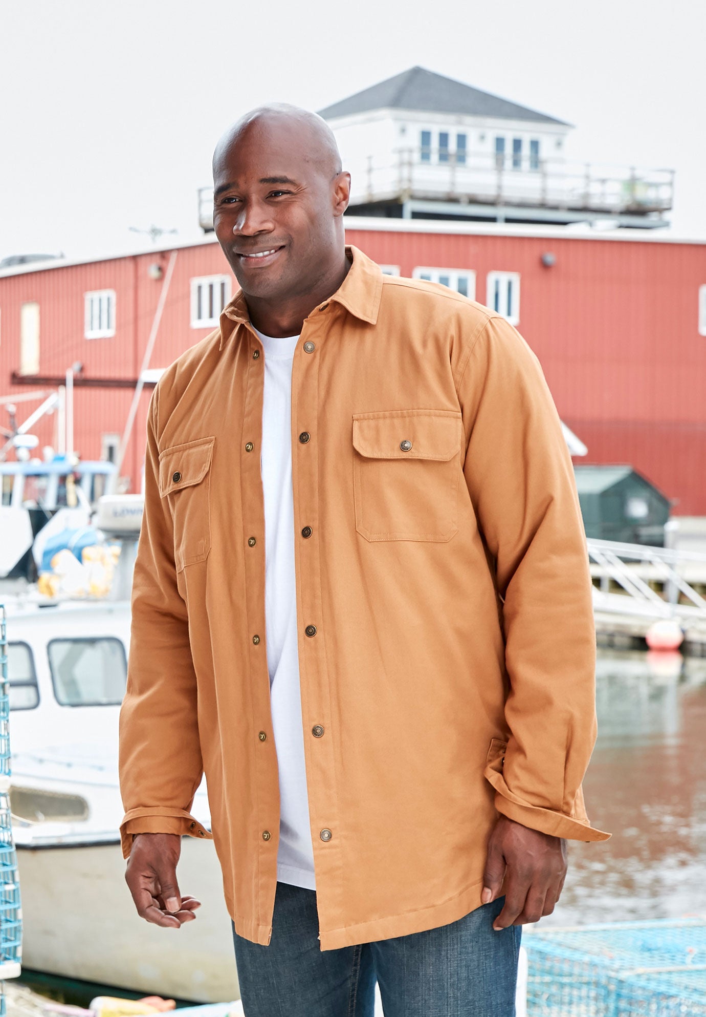 Flannel-Lined Twill Shirt Jacket, , alternate image number 5