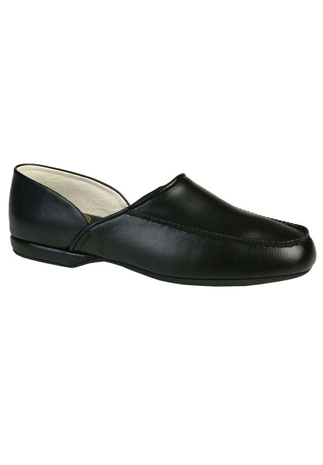 L.B. Evans Chicopee Leather Moc Slippers, BLACK, hi-res image number null