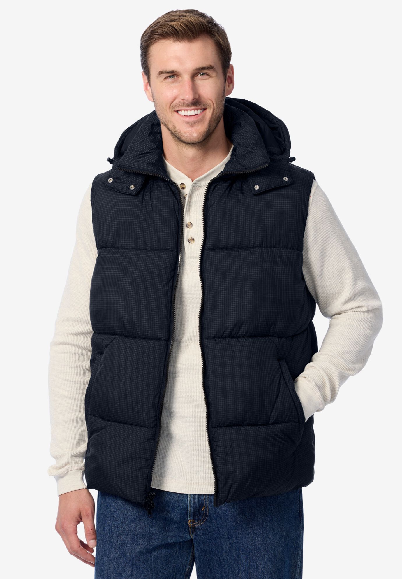 Quilted Puffer Vest, BLACK, alternate image number 2