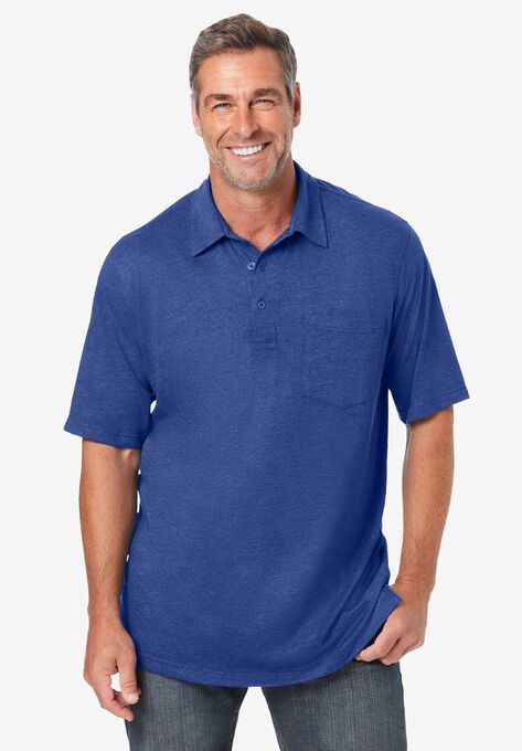 Shrink-Less™ Lightweight Polo T-Shirt, HEATHER NAVY, hi-res image number null