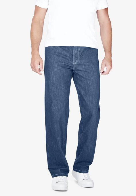 Liberty Blues™ Loose-Fit Side Elastic 5-Pocket Jeans, STONEWASH, hi-res image number null