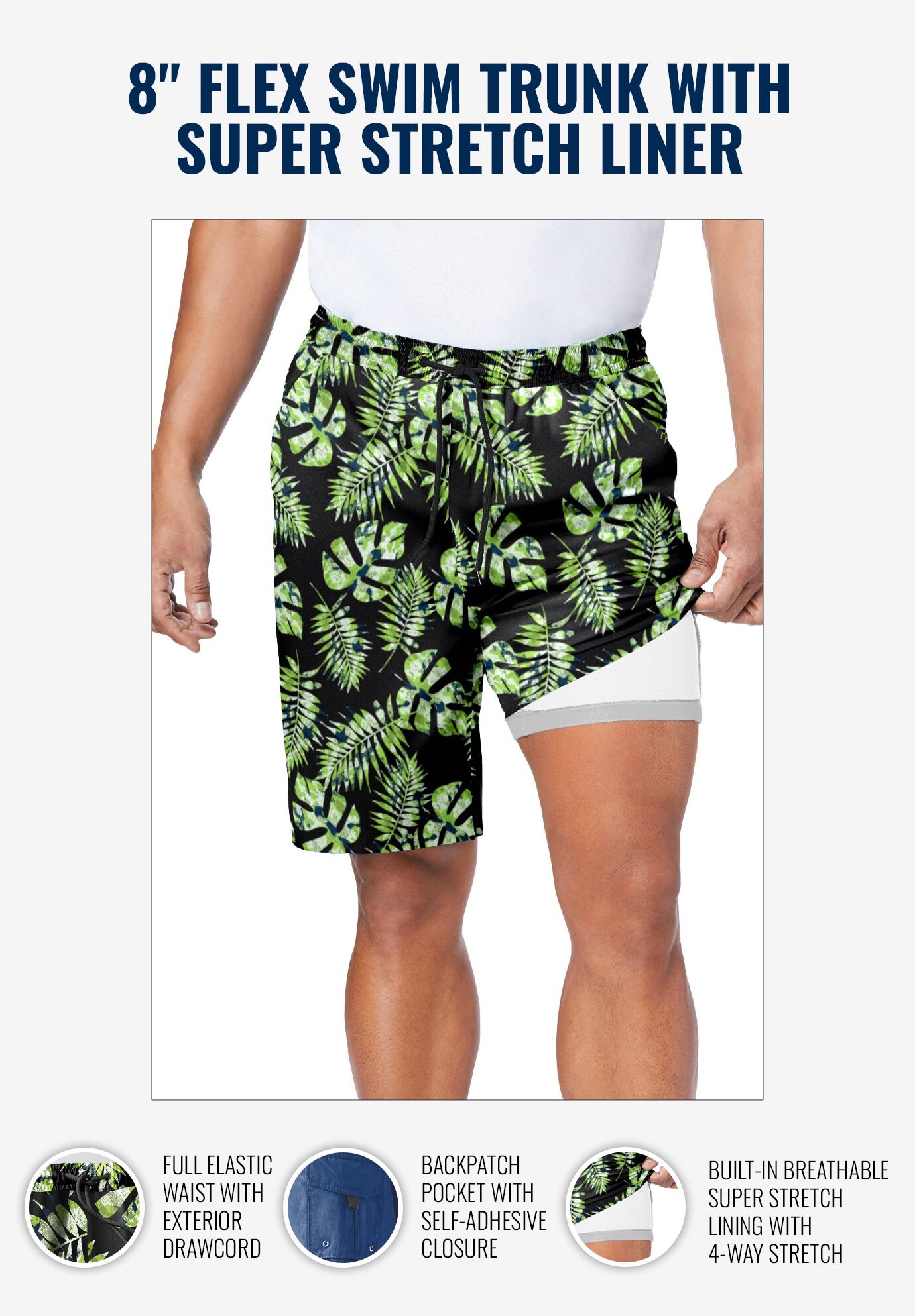 stretch lined swim trunks