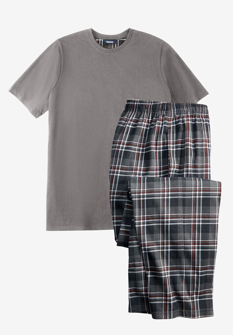 Jersey Knit Plaid Pajama Set, BLACK PLAID, hi-res image number null