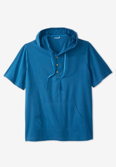 KS Island™ Gauze Short-Sleeve Hoodie, MIDNIGHT TEAL, hi-res image number null