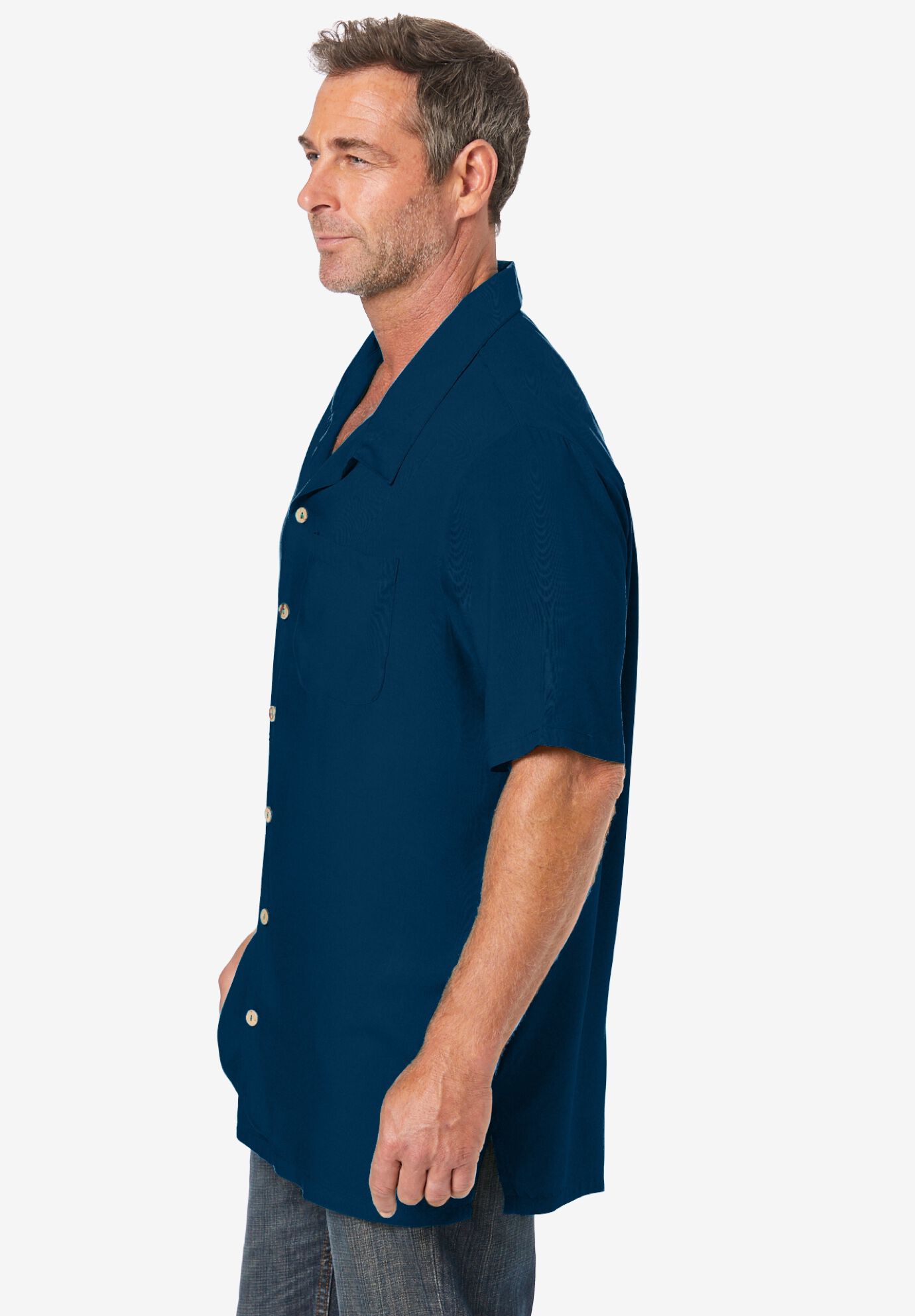 KS Island Solid Camp Shirt, NAVY, alternate image number 3