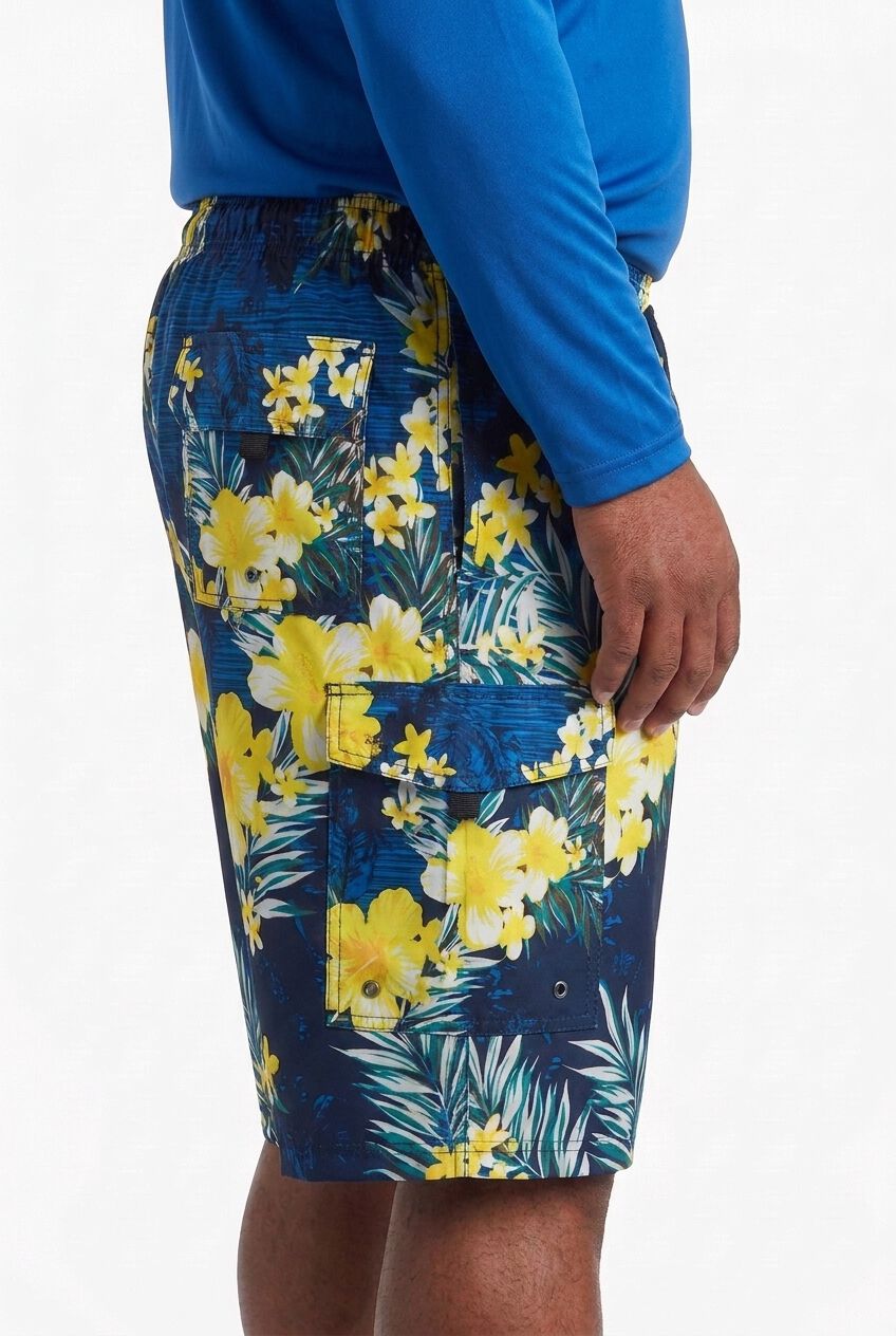 8 inches Flex Cargo Swim Trunks, YELLOW HIBISCUS, alternate image number 3