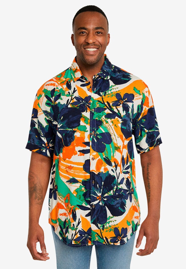 Honduras Floral Shirt, GREEN, hi-res image number null