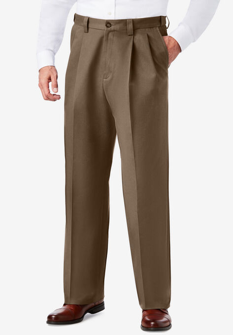 Relaxed Fit Wrinkle-Free Expandable Waist Pleated Pants, CEDAR BROWN, hi-res image number null