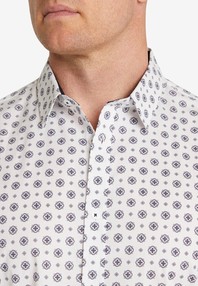 Medallion Print Stretch Shirt, , alternate image number 3