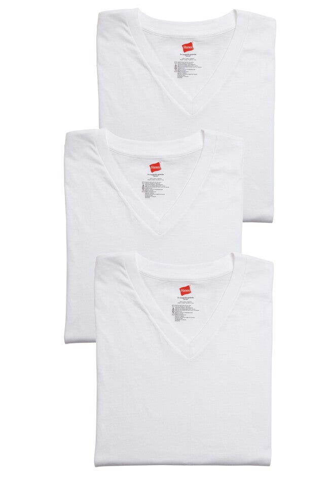 Hanes® V-Neck 3-Pack, WHITE, hi-res image number null