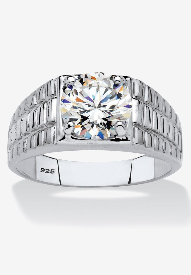 Platinum-Plated Cubic Zirconia Watchband Ring, PLATINUM, hi-res image number 0