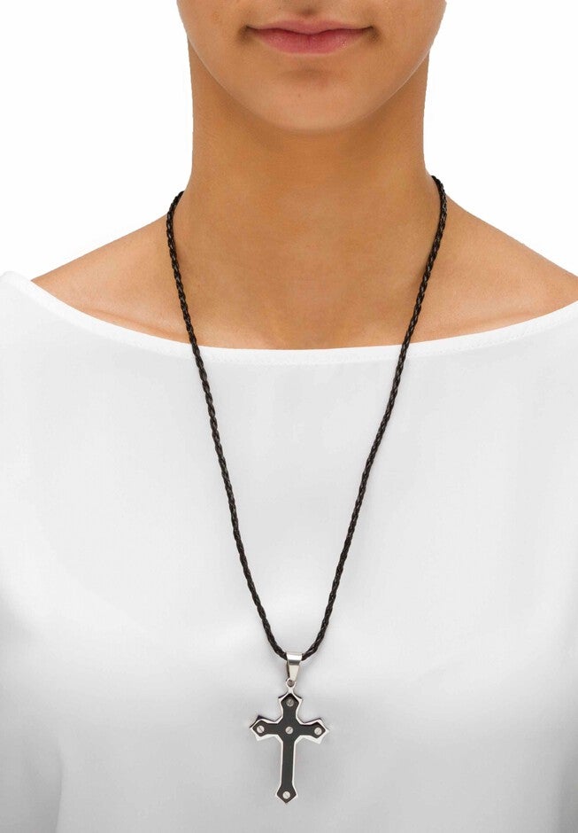 Cross Pendant Cord Necklace , , alternate image number 1