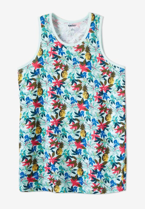 Shrink-Less™ Lightweight Longer-Length Tank, PINEAPPLE FLORAL, hi-res image number null