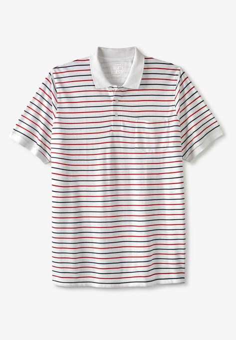 Liberty Blues™ Longer-Length Shrink-Less™ Piqué Polo, WHITE STRIPE, hi-res image number null