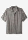 Short-Sleeve Colorblock Rayon Shirt, GREY WINDOWPANE, hi-res image number null
